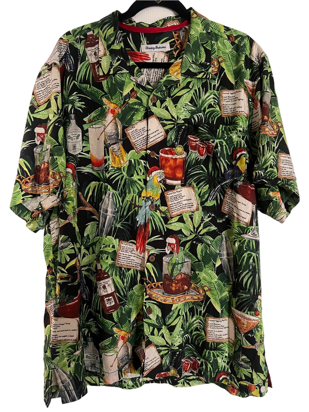 Tommy Bahama The 12 Drinks of Christmas Parrots 100% Silk Camp Shirt - Size XL